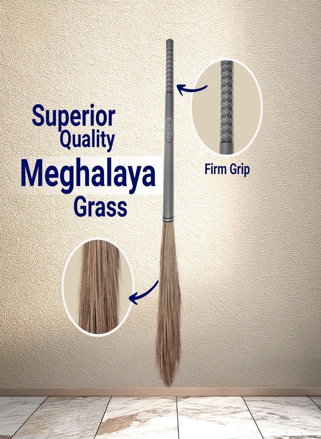 Chakaa chak Chakaachak Eazo Grass Broom | Meghalaya Grass Jhadu for Home Cleaning | Long Lasting & Durable Zadu | Removes Fine Dust from Floor & Ceiling | Plastic Handle | Lightweight & Eco-Friendly - Image 2